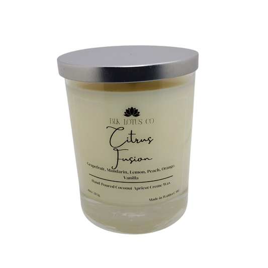 BLK Lotus Co Luxury Citrus Fusion Candle – 10 oz Coco Apricot Crème Wax with Crackling Wooden Wick