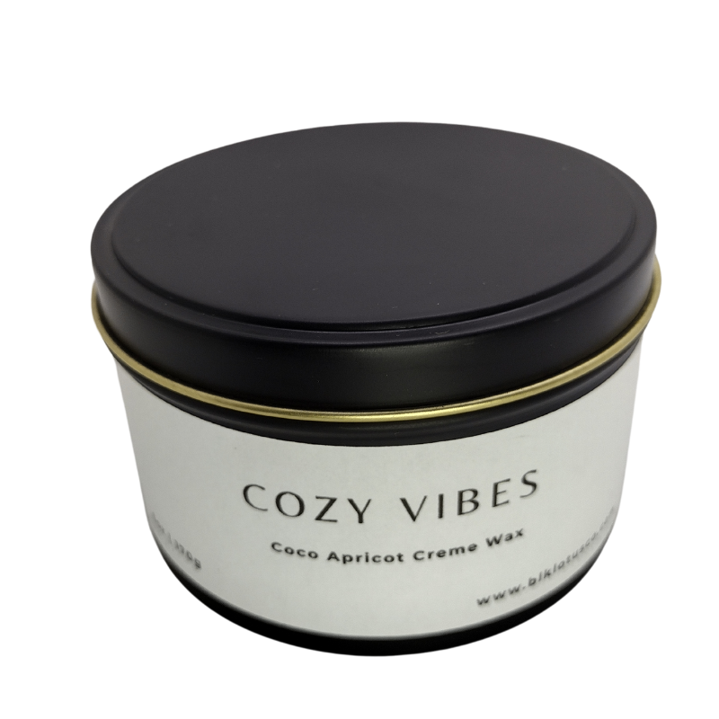 BLK Lotus Co Luxury Cozy Vibes Candle – 6 oz Coco Apricot Crème Wax with Crackling Wooden Wick