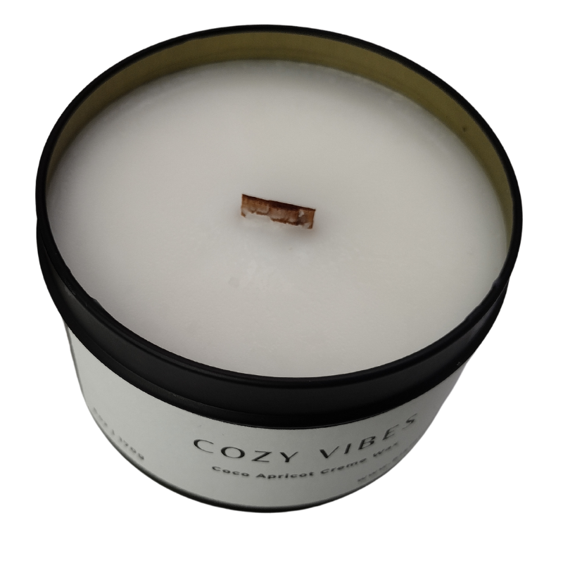 BLK Lotus Co Luxury Cozy Vibes Candle – 6 oz Coco Apricot Crème Wax with Crackling Wooden Wick