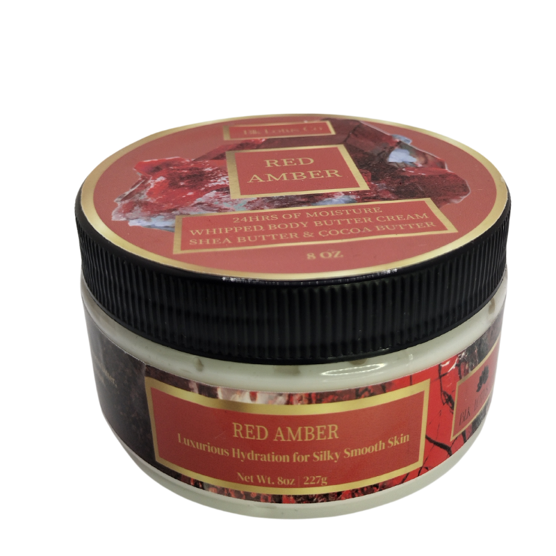 BLK Lotus Co Luxury Red Amber Whipped Body Butter Cream – 24-Hour Hydration with Shea & Cocoa Butter, Baccarat Rouge 540 Dupe