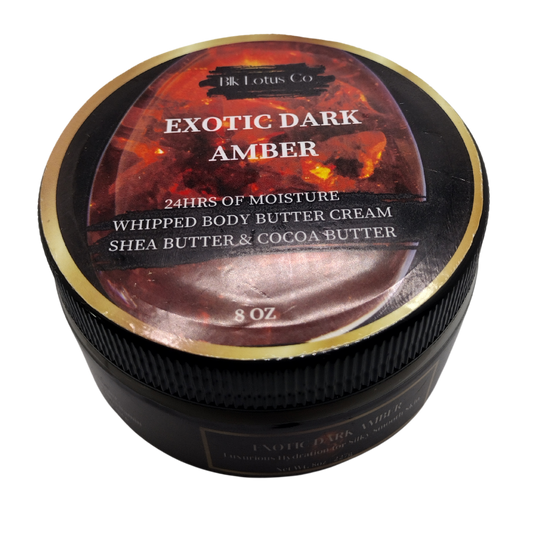 BLK Lotus Co Luxury Exotic Dark Amber Whipped Body Butter Cream for Men – 24-Hour Hydration with Shea & Cocoa Butte