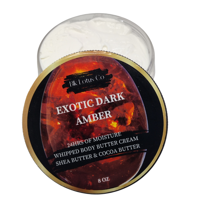 BLK Lotus Co Luxury Exotic Dark Amber Whipped Body Butter Cream for Men – 24-Hour Hydration with Shea & Cocoa Butte