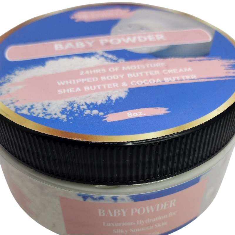 BLK Lotus Co Luxury Baby Powder Scented Whipped Body Butter Cream – 24-Hour Hydration with Shea & Cocoa Butte