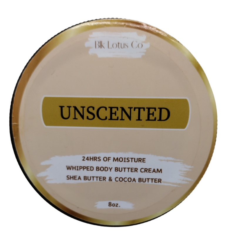 BLK Lotus Co Luxury Unscented Whipped Body Butter Cream for Sensitive Skin – 24-Hour Hydration with Shea & Cocoa Butter