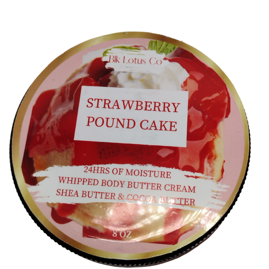 BLK Lotus Co Strawberry Pound Cake Whipped Body Butter Cream – 24-Hour Hydration with Shea & Cocoa Butter