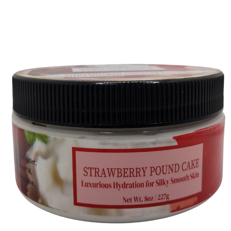 BLK Lotus Co Strawberry Pound Cake Whipped Body Butter Cream – 24-Hour Hydration with Shea & Cocoa Butter