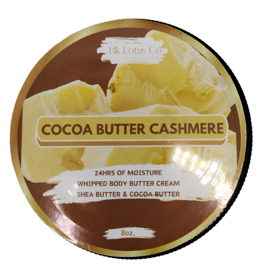 BLK Lotus Co Cocoa Butter Cashmere Whipped Body Butter Cream – 24-Hour Hydration with Shea & Cocoa Butter