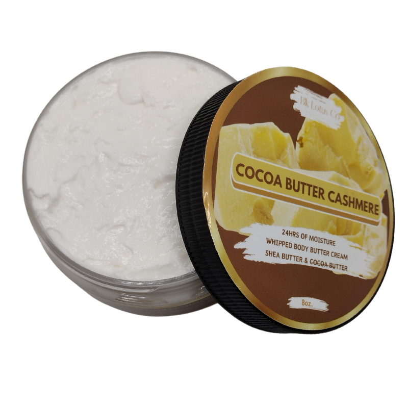 BLK Lotus Co Cocoa Butter Cashmere Whipped Body Butter Cream – 24-Hour Hydration with Shea & Cocoa Butter