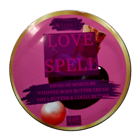 BLK Lotus Co 8 oz Love Spell Whipped Body Butter Cream – 24-Hour Hydration with Shea & Cocoa Butter