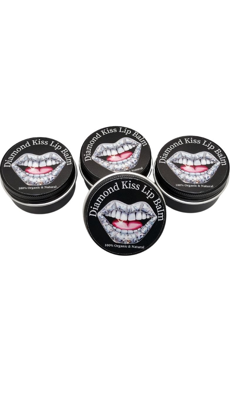 Radiant Lips Unveiled: Blk Lotus Co's Unscented Diamond Kiss Lip Balm - A Luxurious 1 oz Tin Infused with Nature's Finest