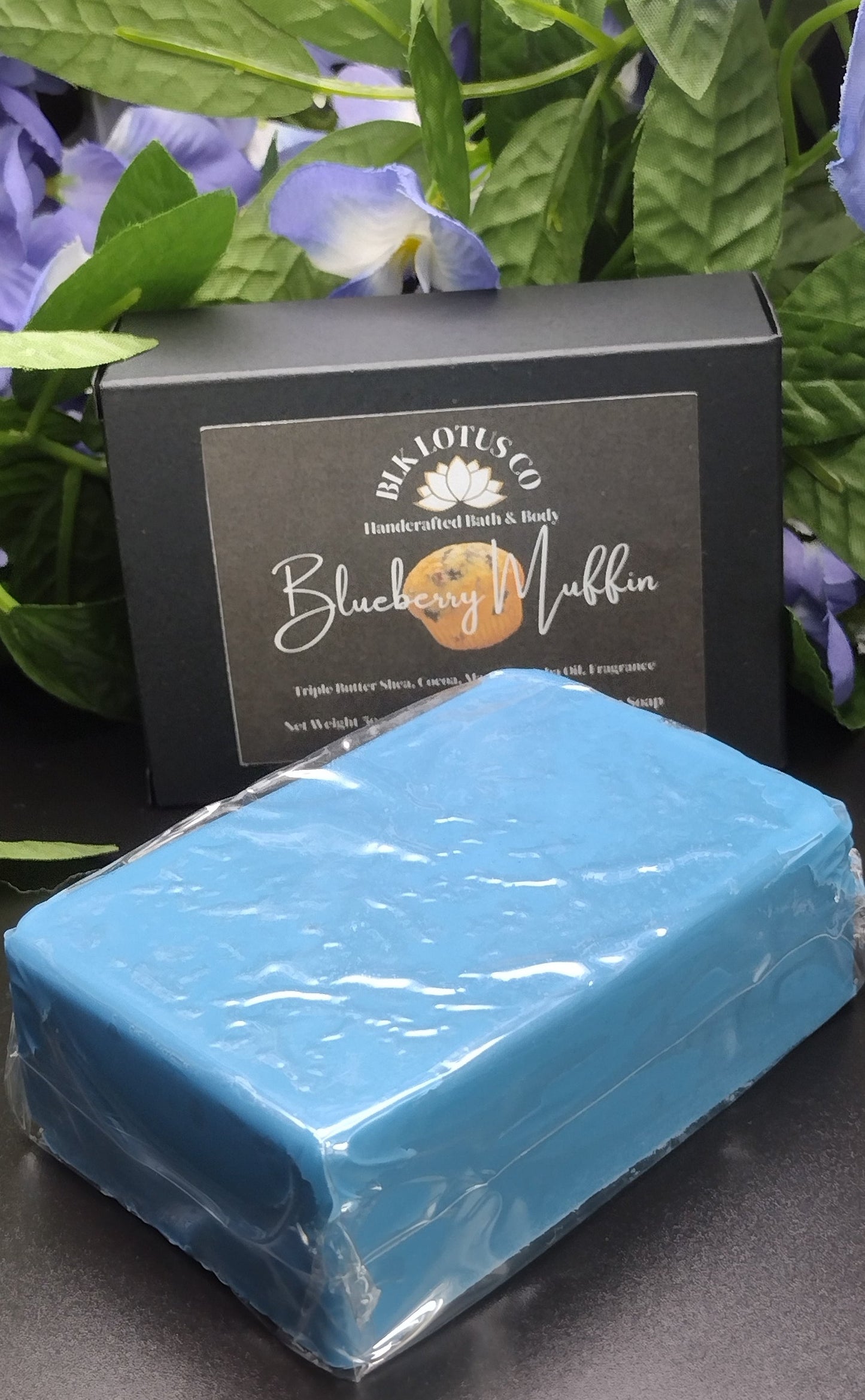 Blk Lotus Co 5oz Blueberry Muffin Handcrafted Triple Butter Shea, Mango, and Cocoa Butter Soap