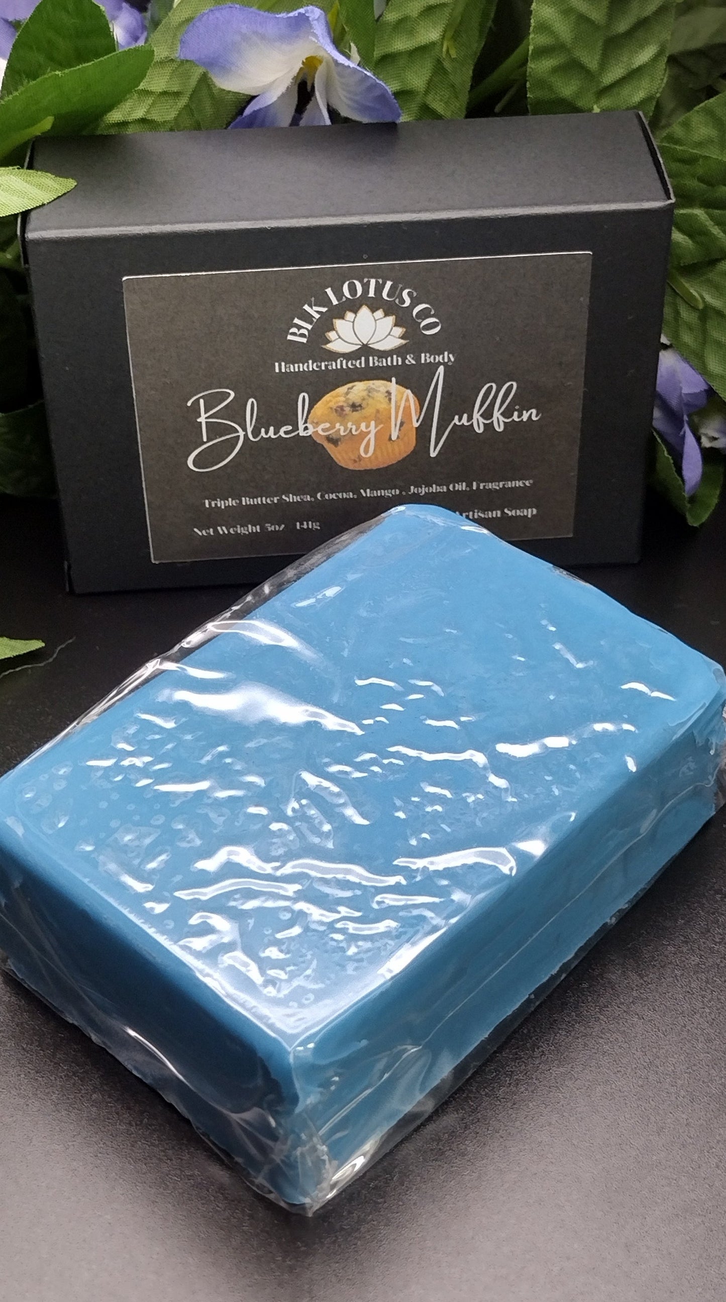 Blk Lotus Co 5oz Blueberry Muffin Handcrafted Triple Butter Shea, Mango, and Cocoa Butter Soap