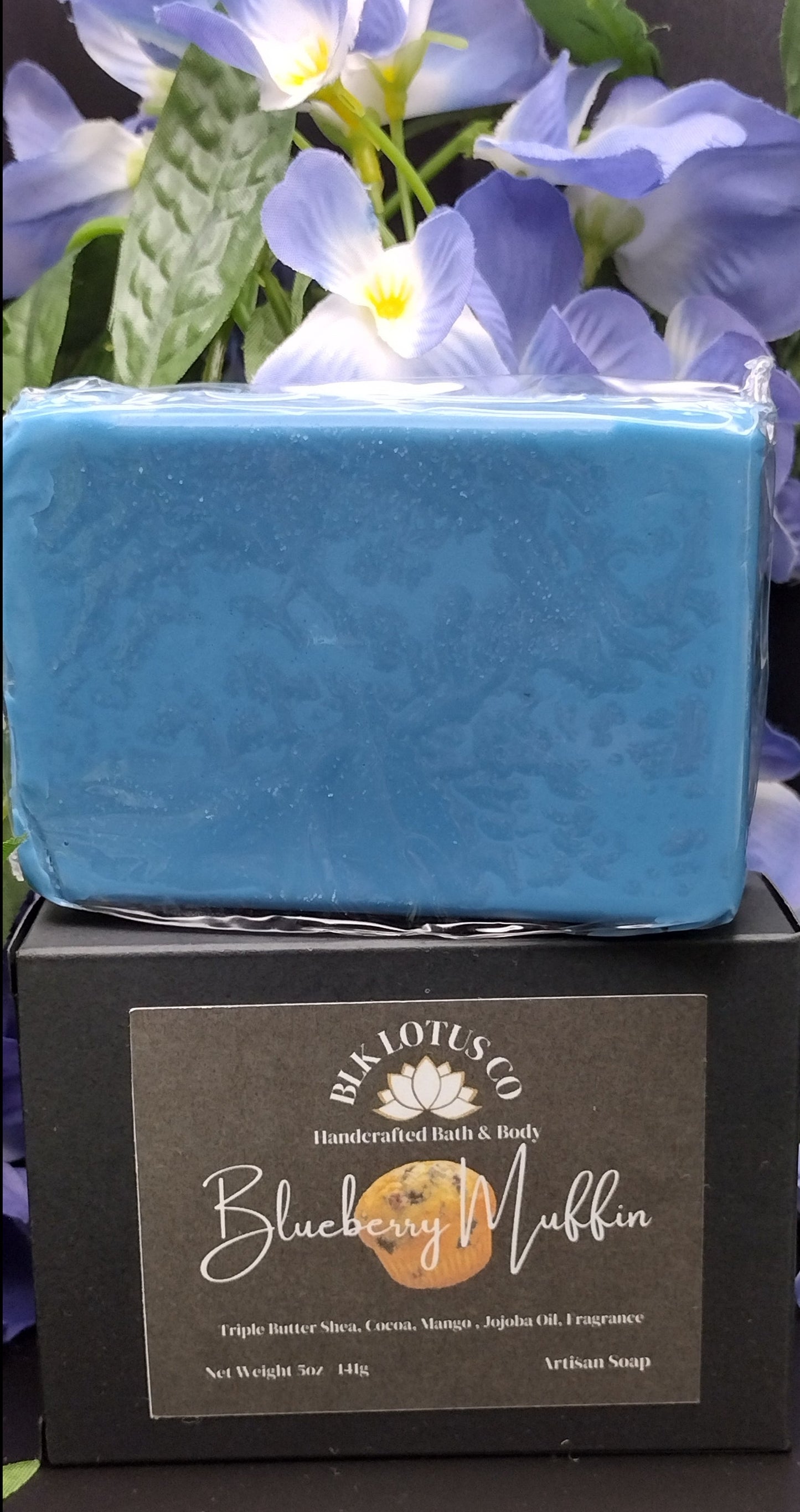 Blk Lotus Co 5oz Blueberry Muffin Handcrafted Triple Butter Shea, Mango, and Cocoa Butter Soap