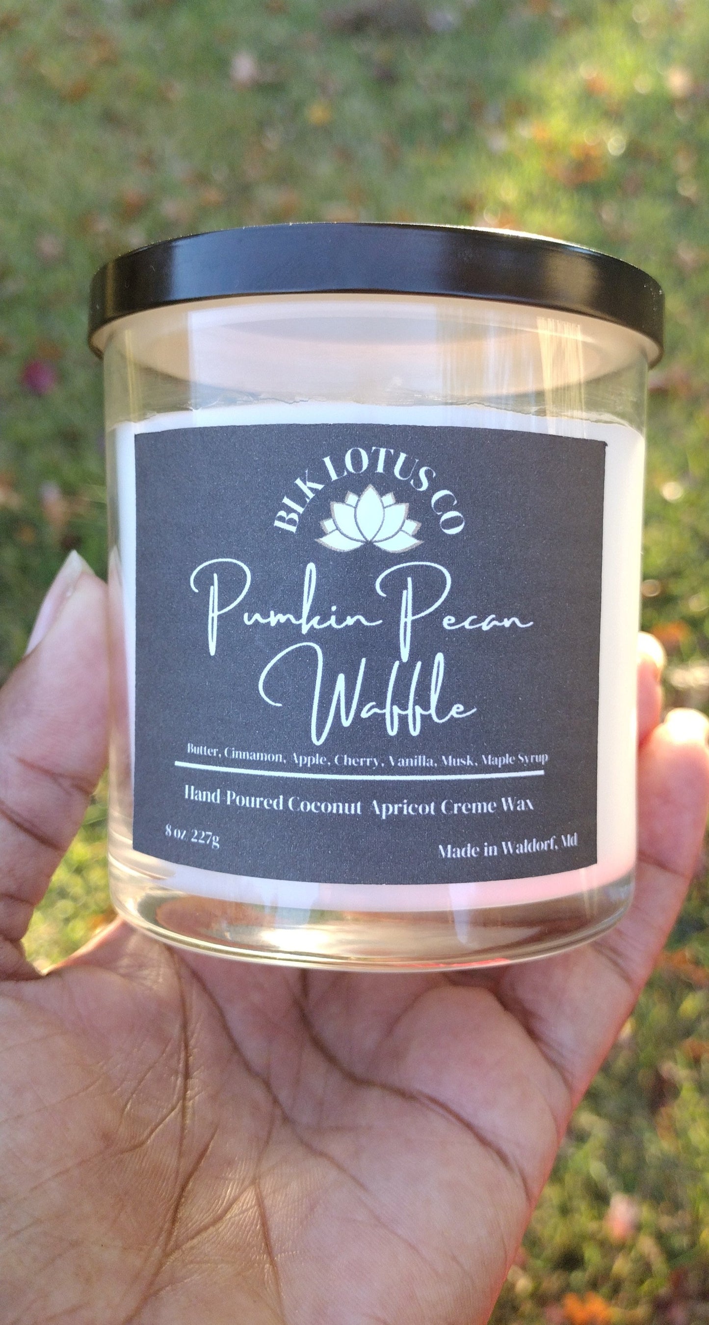 Blk Lotus Co 8oz Pumpkin Pecan Waffle Delight: Hand-Poured Luxury Candle