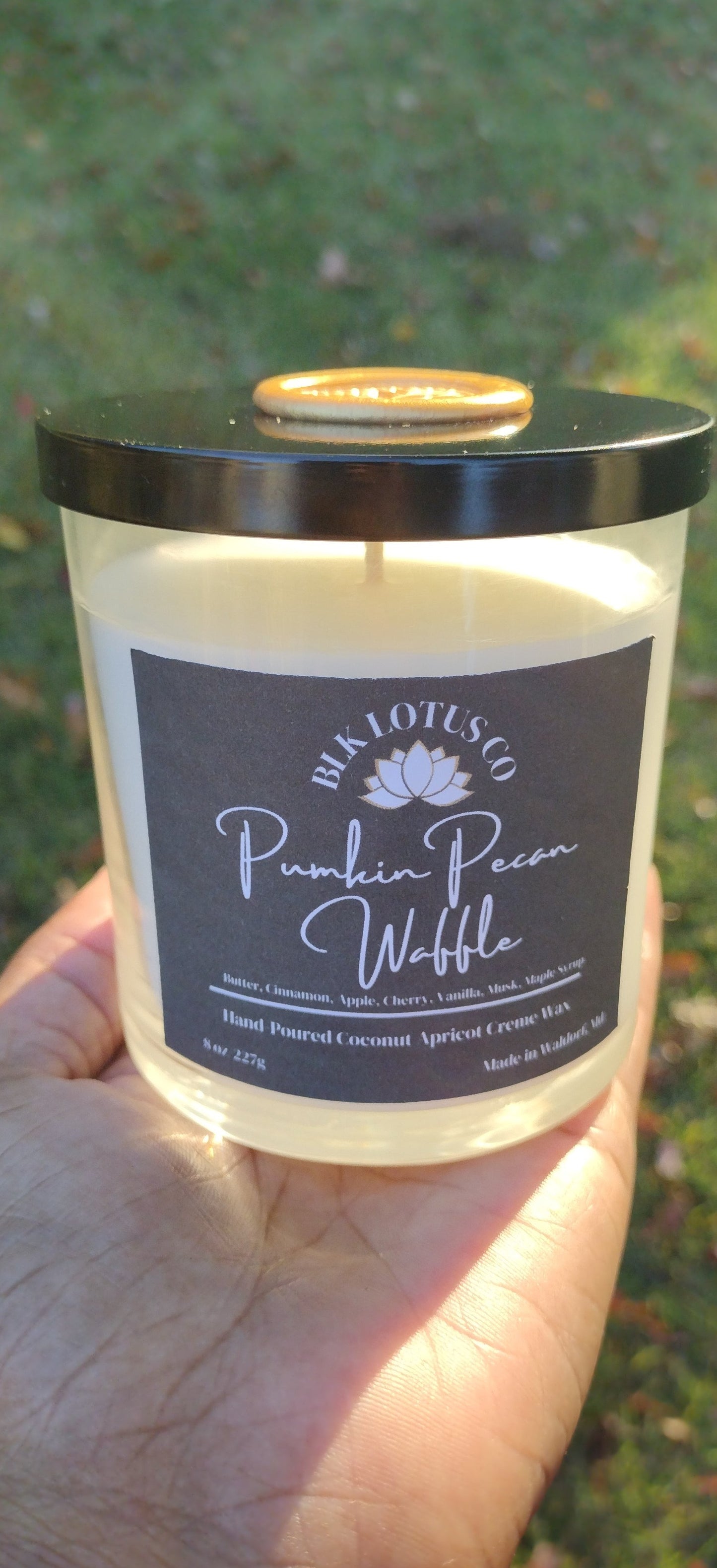 Blk Lotus Co 8oz Pumpkin Pecan Waffle Delight: Hand-Poured Luxury Candle